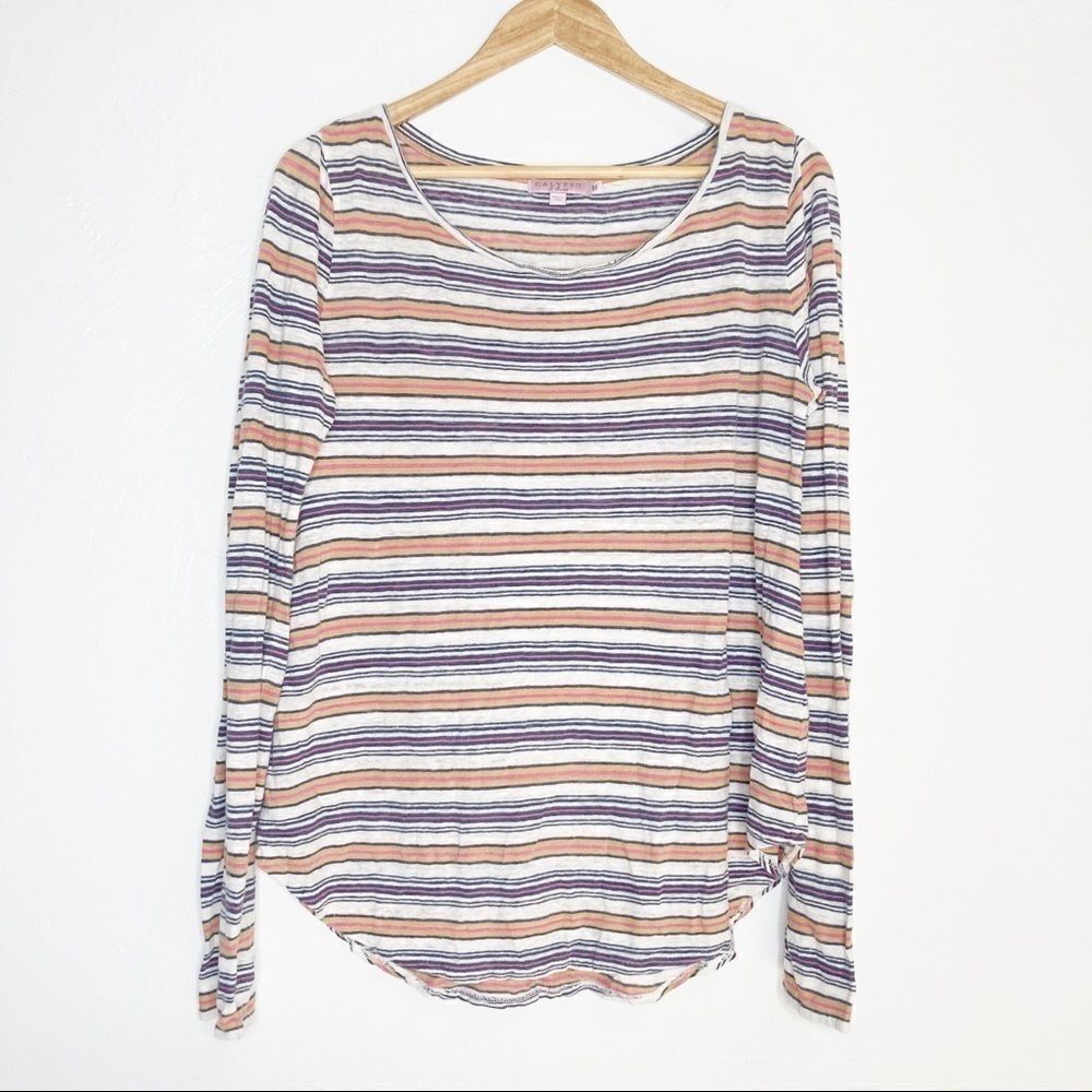 Calypso St. Barth | Striped Long Sleeve Linen Top